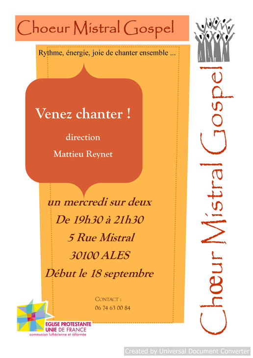 affiche choeur mistral gospel