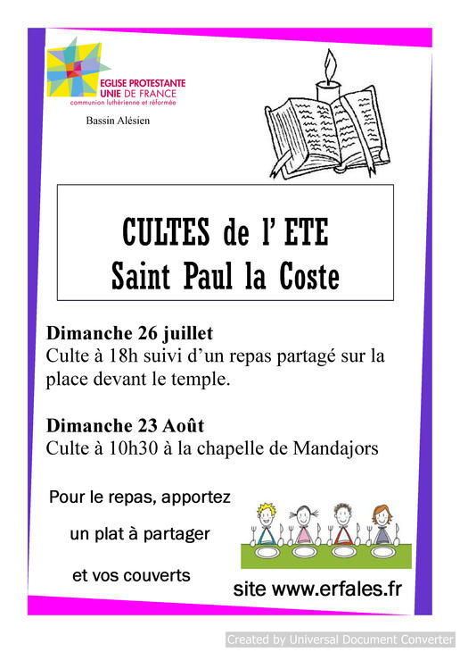 cultes été St Paul