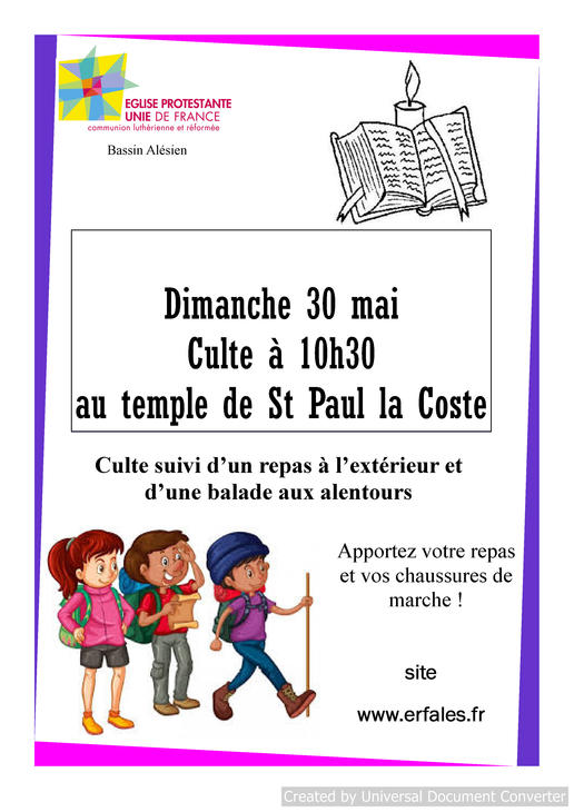 cultes st paul 30 mai