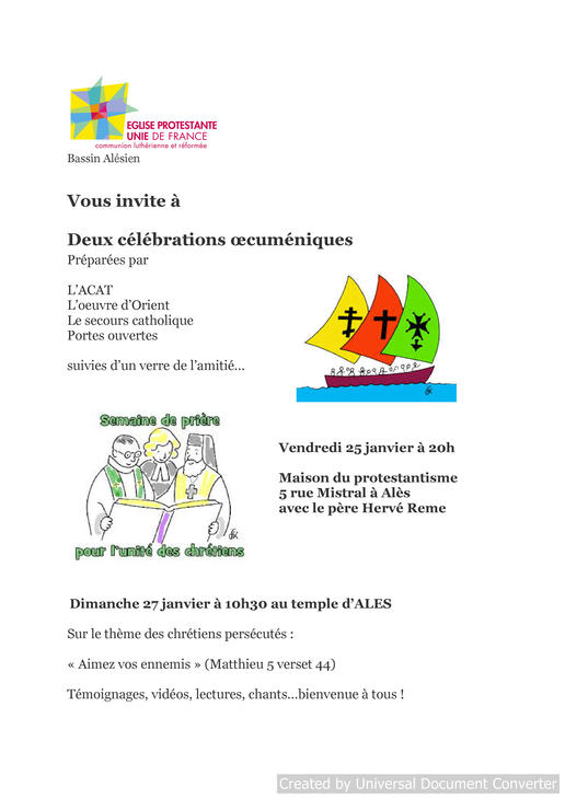 invitation cérémonies oecuméniques