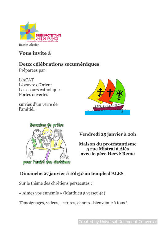 invitation cérémonies oecuméniques