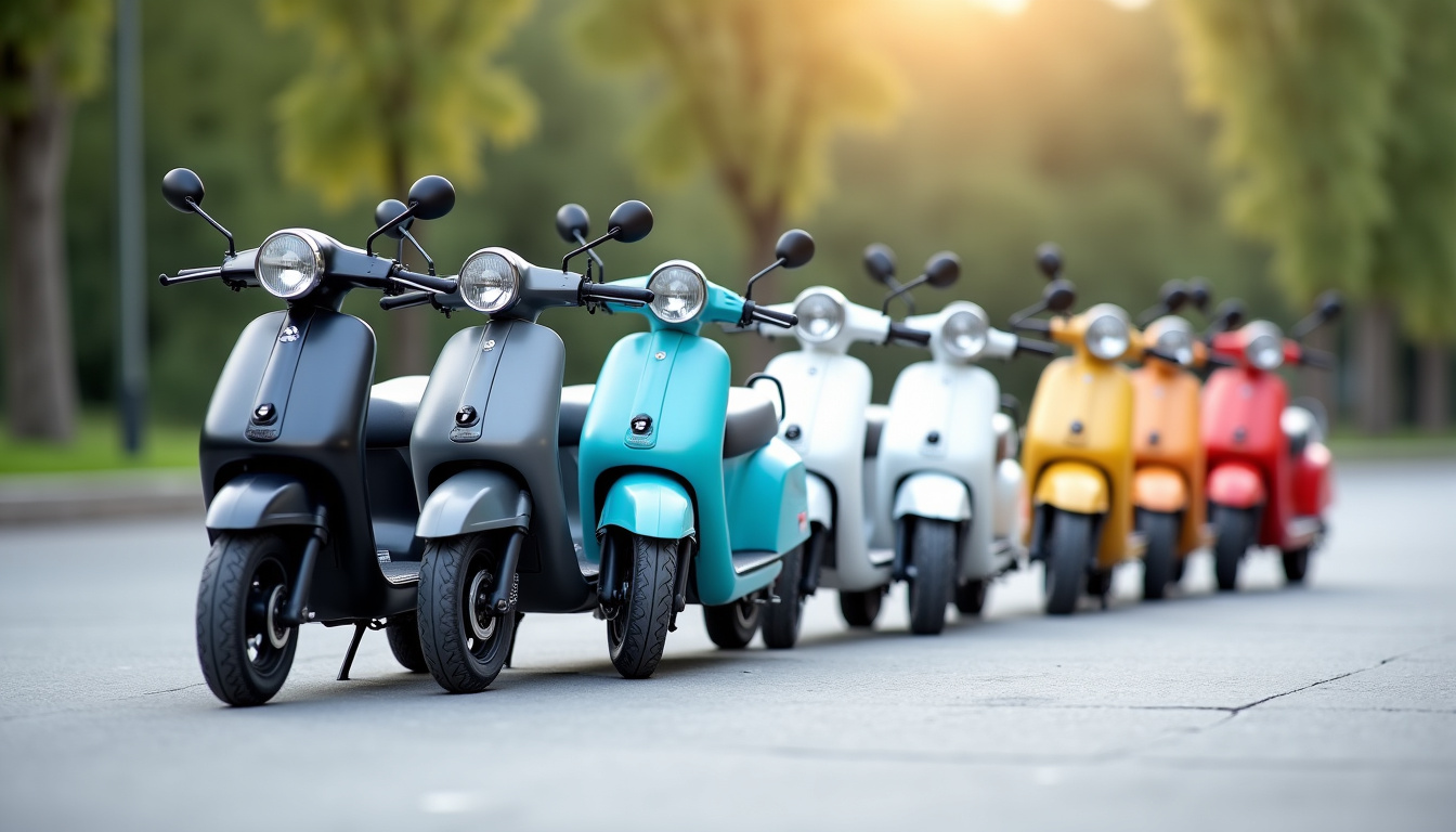 Comparaison de plusieurs modèles de trottinettes Globber alignées