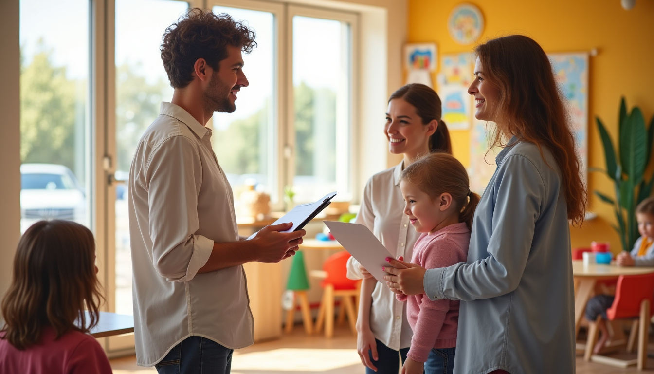 Parents discutant avec la directrice d