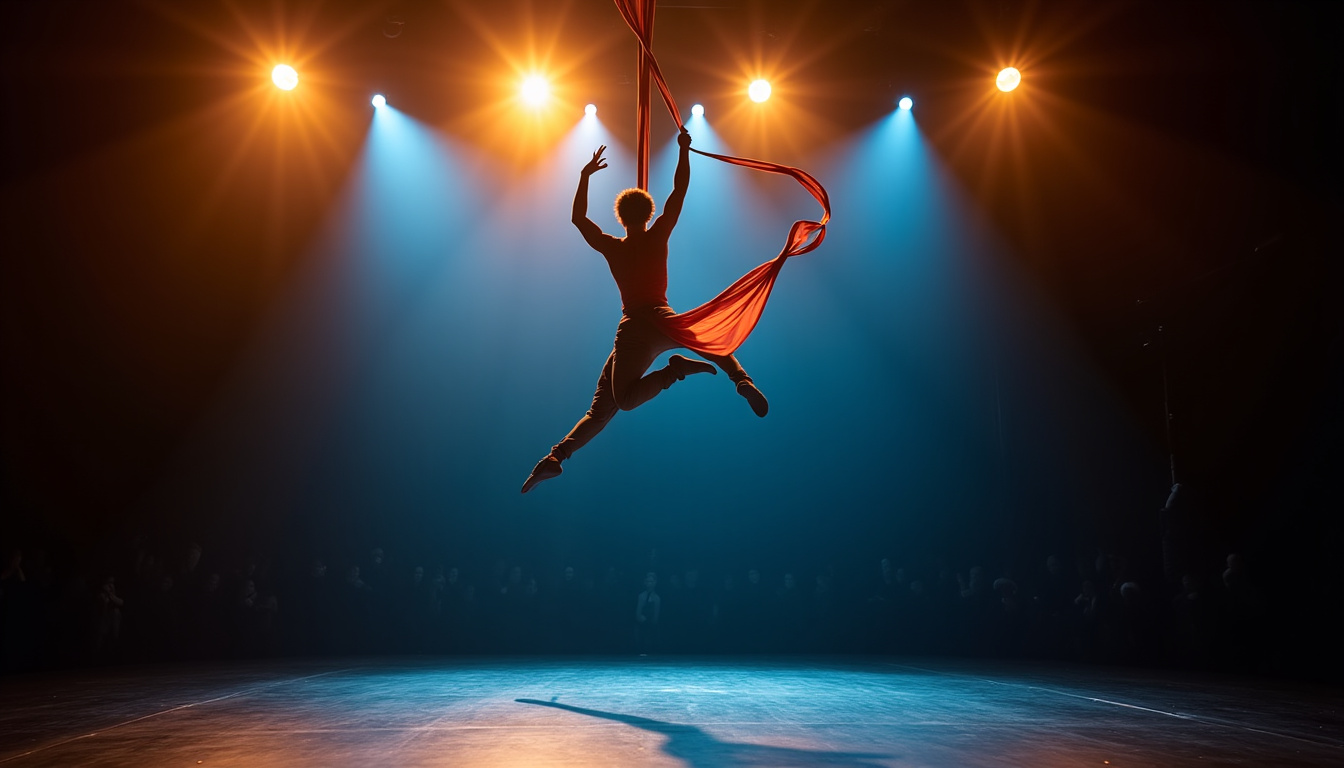 Spectacle de cirque contemporain à La Verrerie d’Alès, avec artistes en action sous les projecteurs