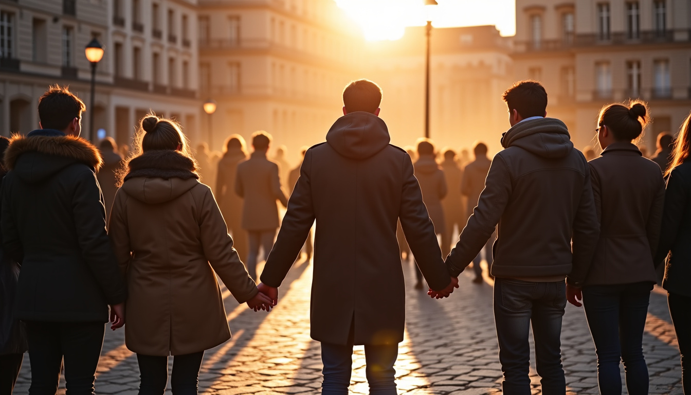 Cercle de silence en cours à Lyon en 2009