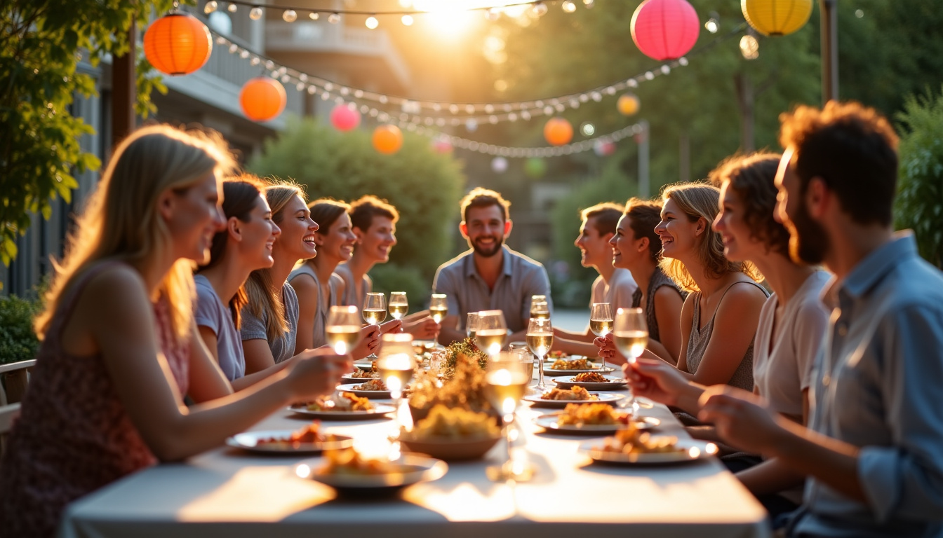 Collègues de travail partageant un moment convivial lors de la Fête des voisins au travail