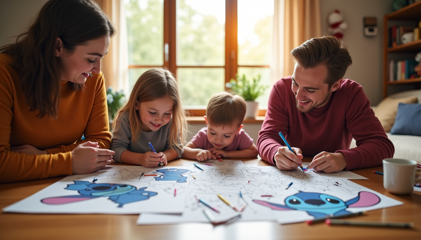 Imprimez des dessins de Stitch à colorier en famille en 2026