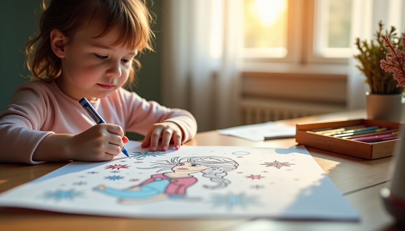Enfant coloriant un dessin d