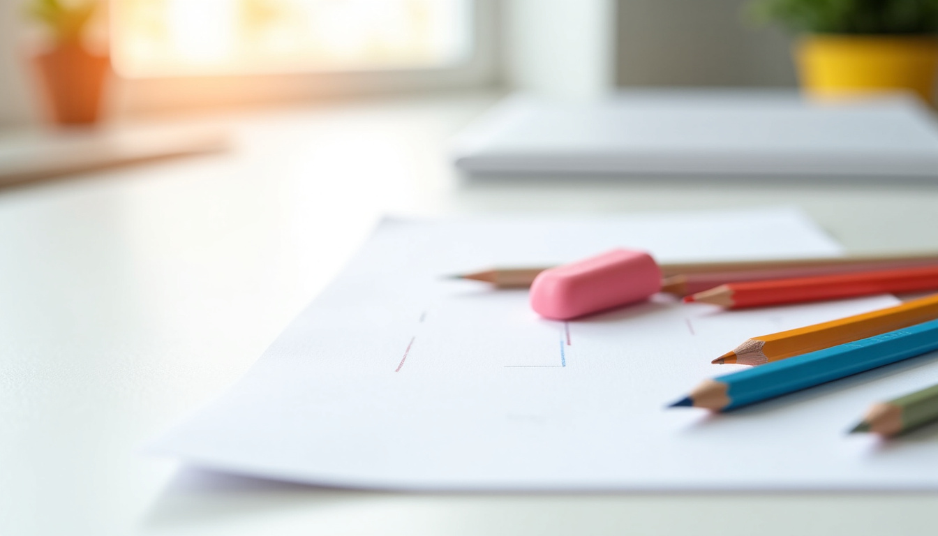 Ensemble de matériel de dessin pour créer un dinosaure: crayons, gomme, feuilles et crayons de couleur