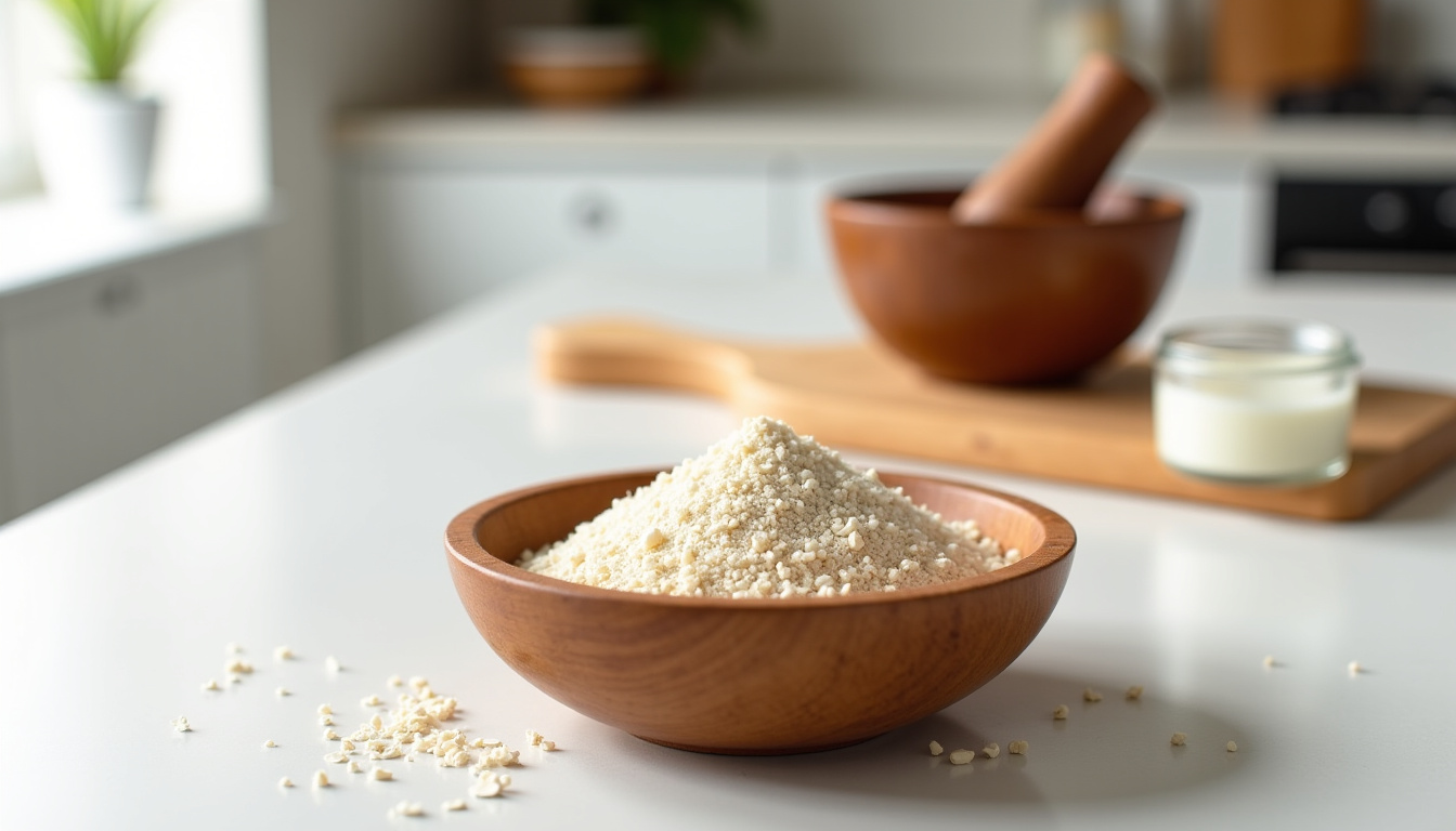 Ingrédients naturels pour fabriquer du sable magique maison sur plan de travail