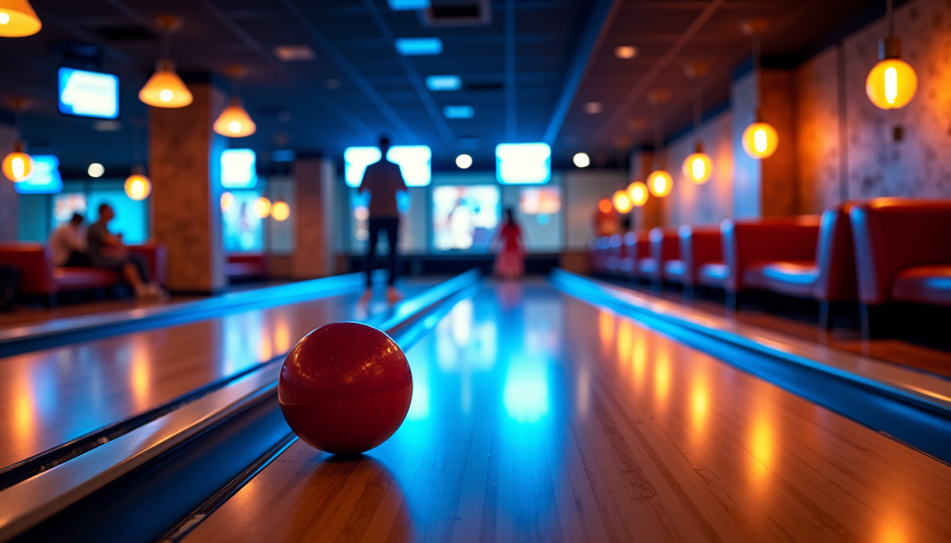 Intérieur du Bowling Mouffetard avec ses pistes lumineuses et son ambiance chaleureuse