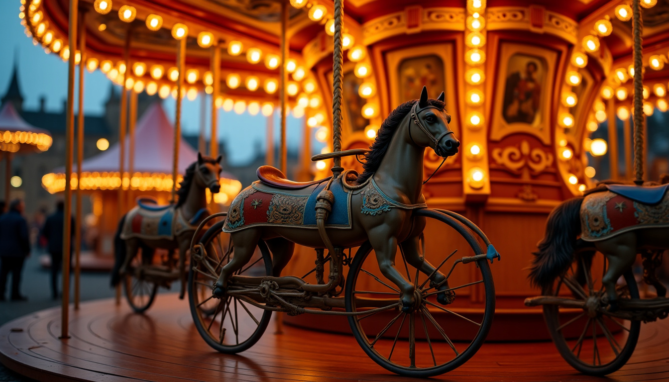 Manège de vélocipèdes datant de 1897 en fonctionnement au musée des arts forains