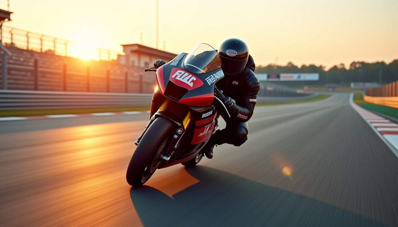 Moto de course portant le logo FMA et représentant l