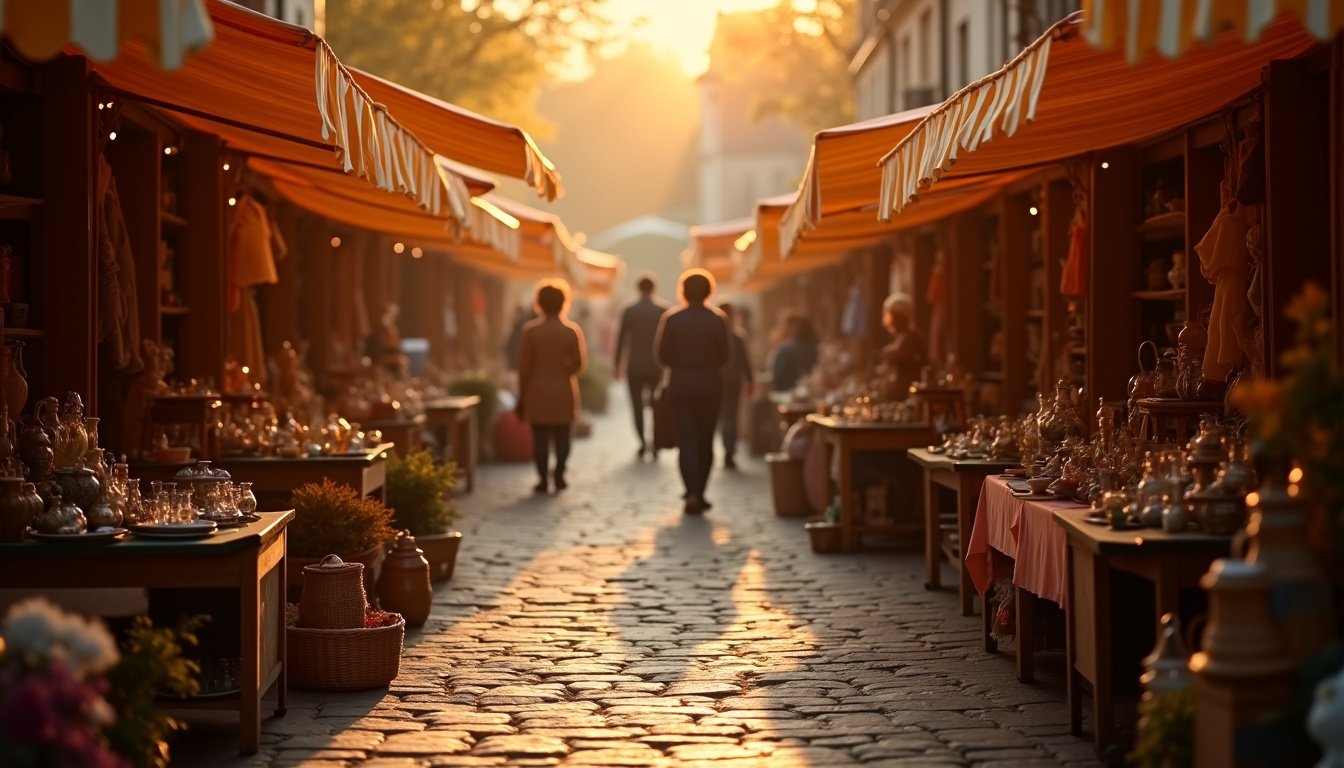 Brocante de Dammarie-les-Lys avec stands installés sur la place principale