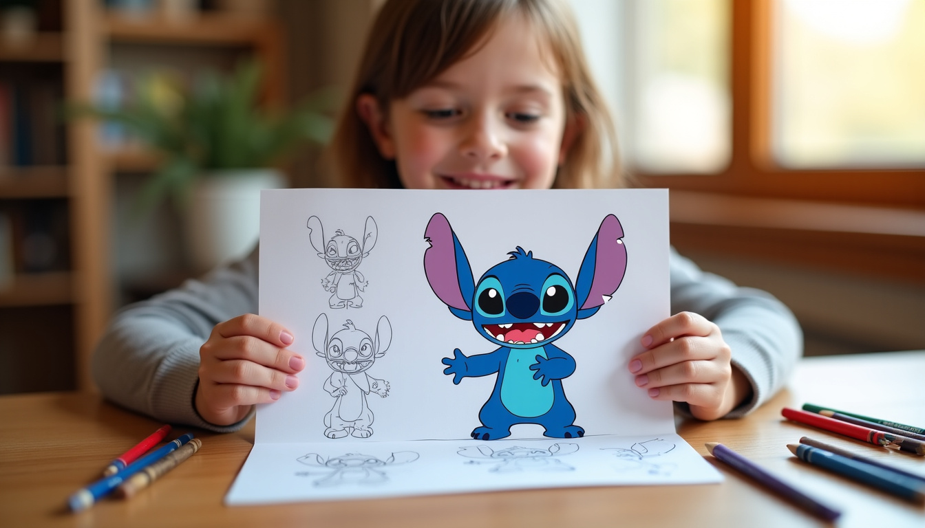 Modèle de dessin de Stitch à imprimer gratuitement pour enfants et débutants