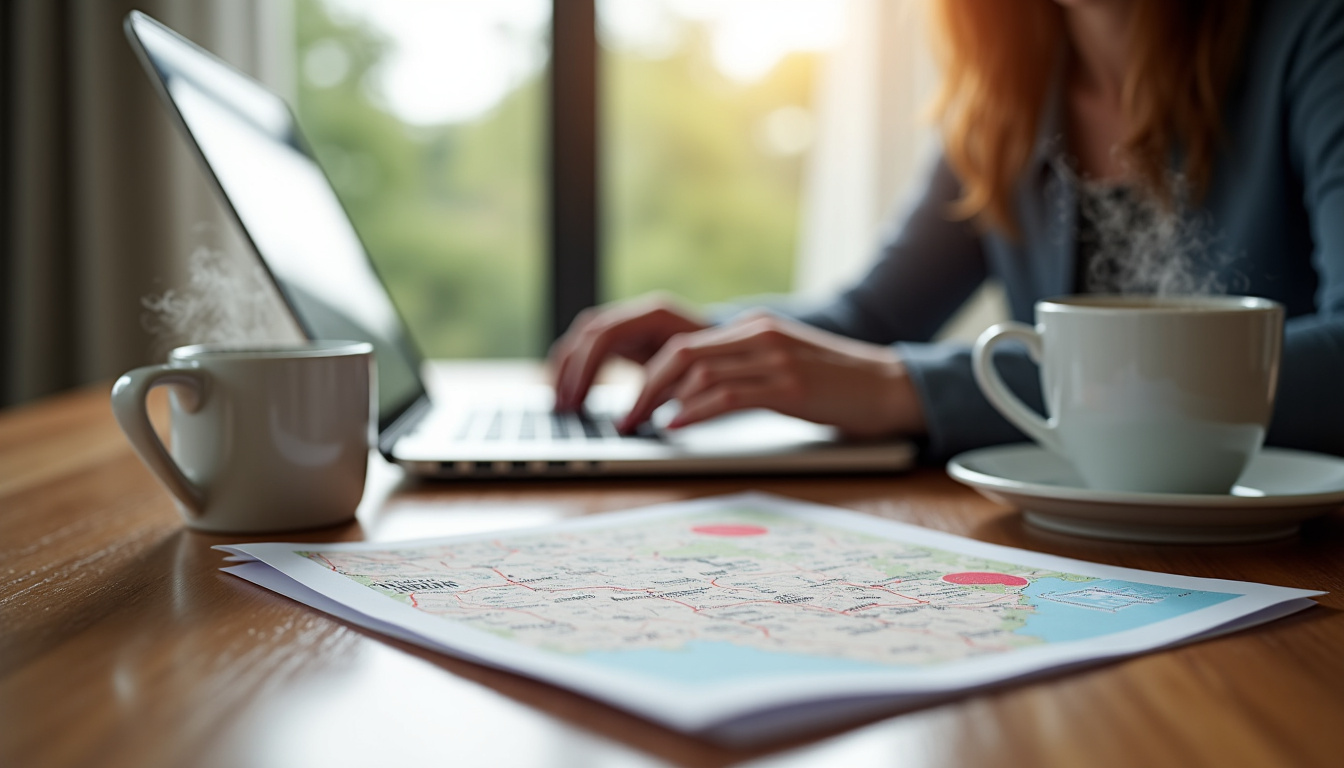 Personne utilisant un ordinateur pour rechercher des vide-greniers en Moselle