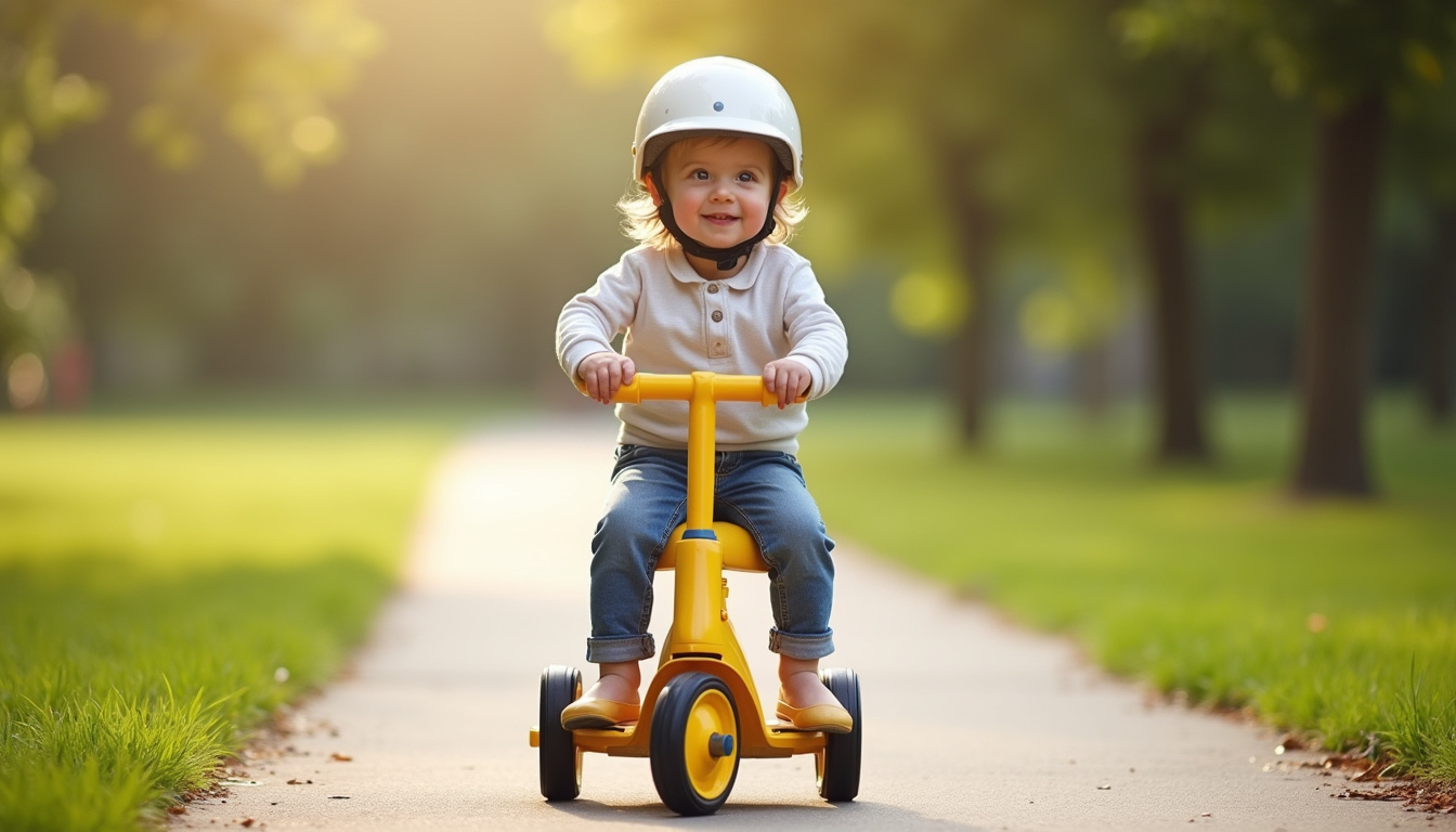 Trottinette enfant adaptée à partir de 1 an avec siège et guidon bas