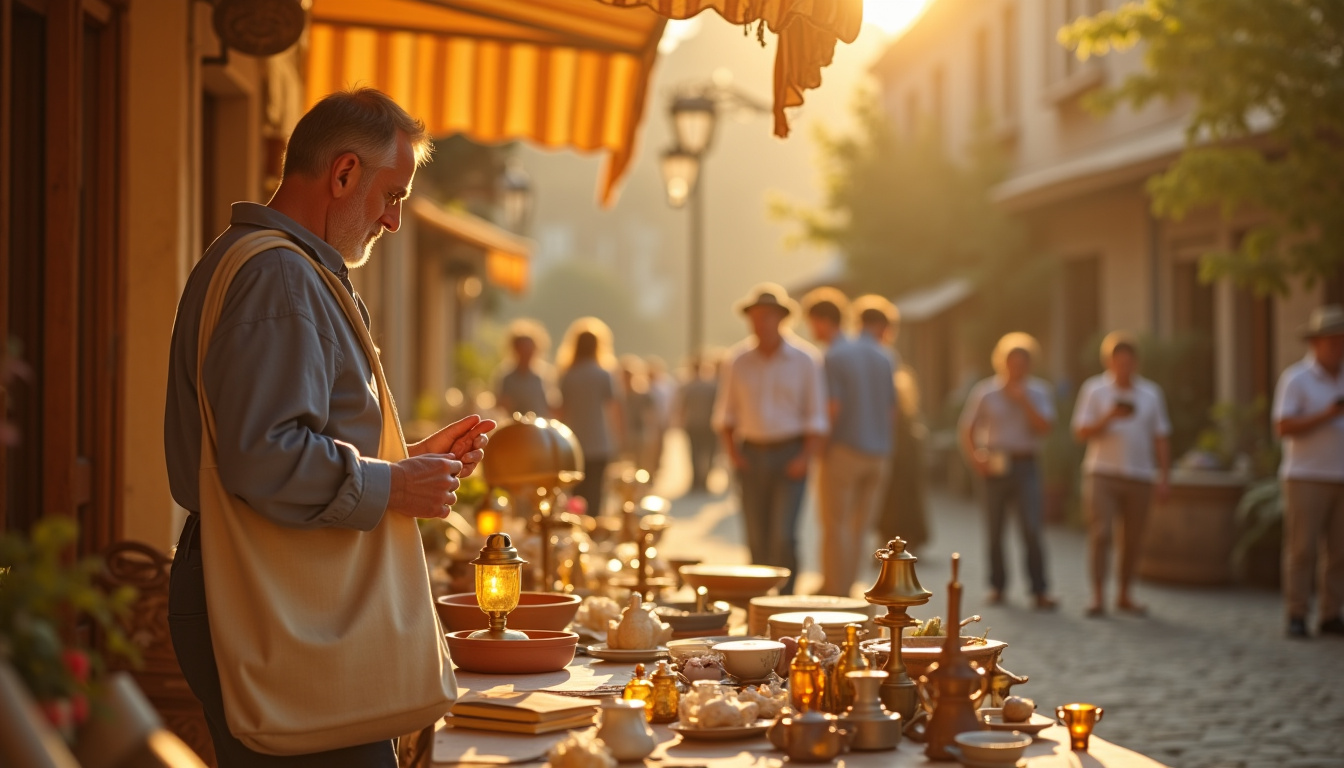 Un chineur examine des objets lors d’un vide-grenier dans le Var