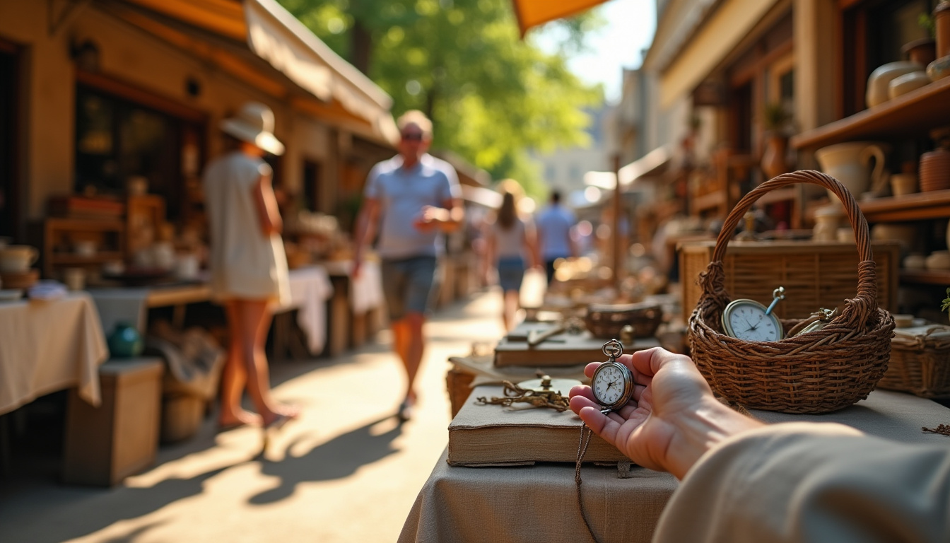 Vide-grenier animé dans les rues de Saint-Georges-sur-Baulche, avec des stands bien rangés et des visiteurs en pleine recherche