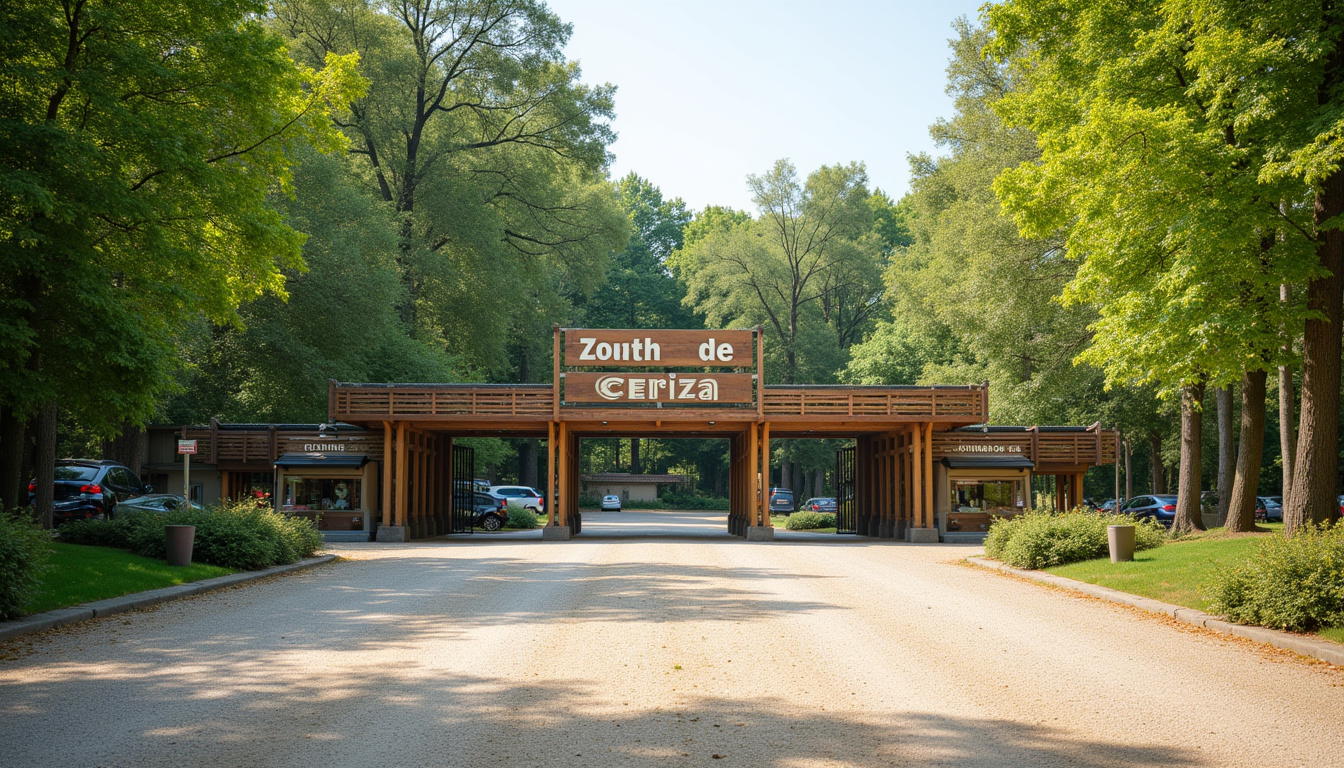 Entrée du zoo de Cerza en Normandie, vue depuis la route départementale 143